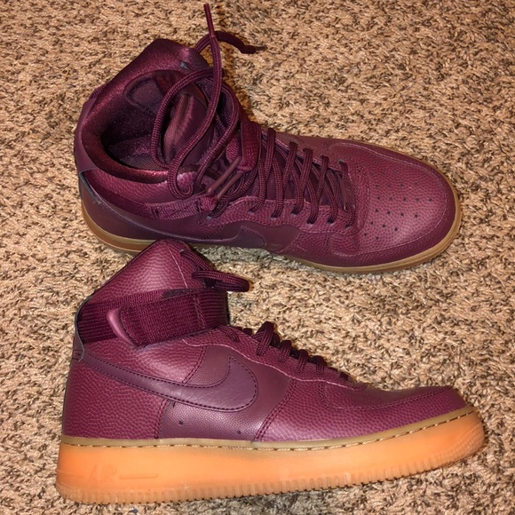 maroon high top air force ones